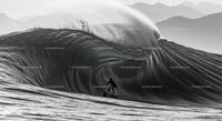 Surfer Brave Huge Ocean Wave Tunnel