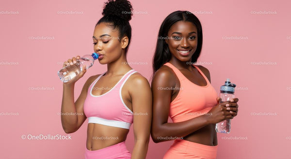 Fit kobiety w stylowej odzieży sportowej dbające o nawodnienie