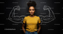 Confident Woman in Yellow with Strength Illustration