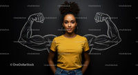 Confident Woman in Yellow with Strength Illustration