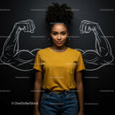 Confident Woman in Yellow Shirt with Chalk Muscles