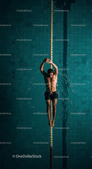 Male Swimmer Training in a Clear Blue Swimming Pool