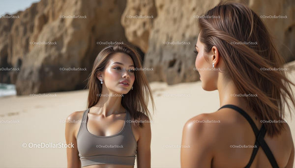 Two Women Relaxing on a Sunny Beach Workout