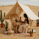 Boho Outdoor Workspace in Sunny Desert Landscape