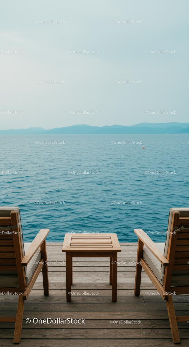 Serene Wooden Deck with Ocean View for Relaxation