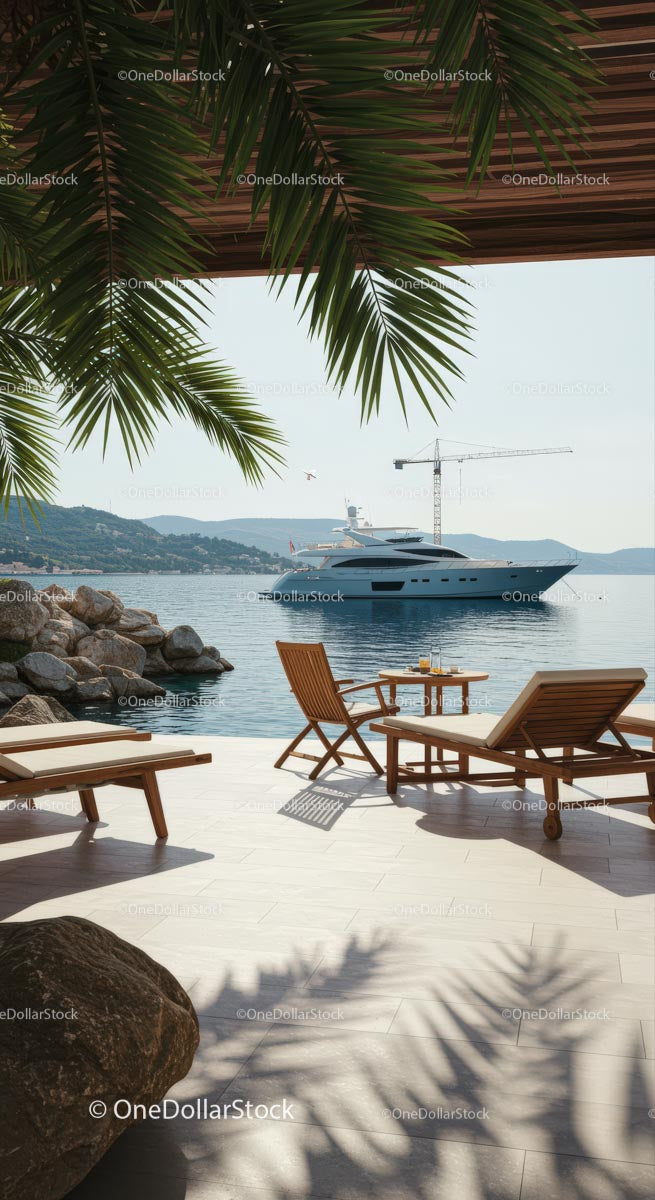 Luxury Yacht by Serene Tropical Coastline