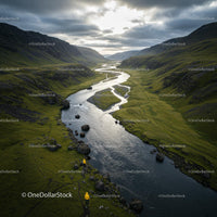 Dramatic River Valley in Remote Wilderness Setting