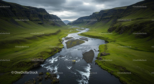 Majestic River Cutting Through Lush Green Valley