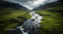 Stunning Mountain Valley with Meandering River and Lush Greenery