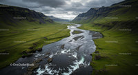 Scenic Mountain Valley with Flowing River in Iceland