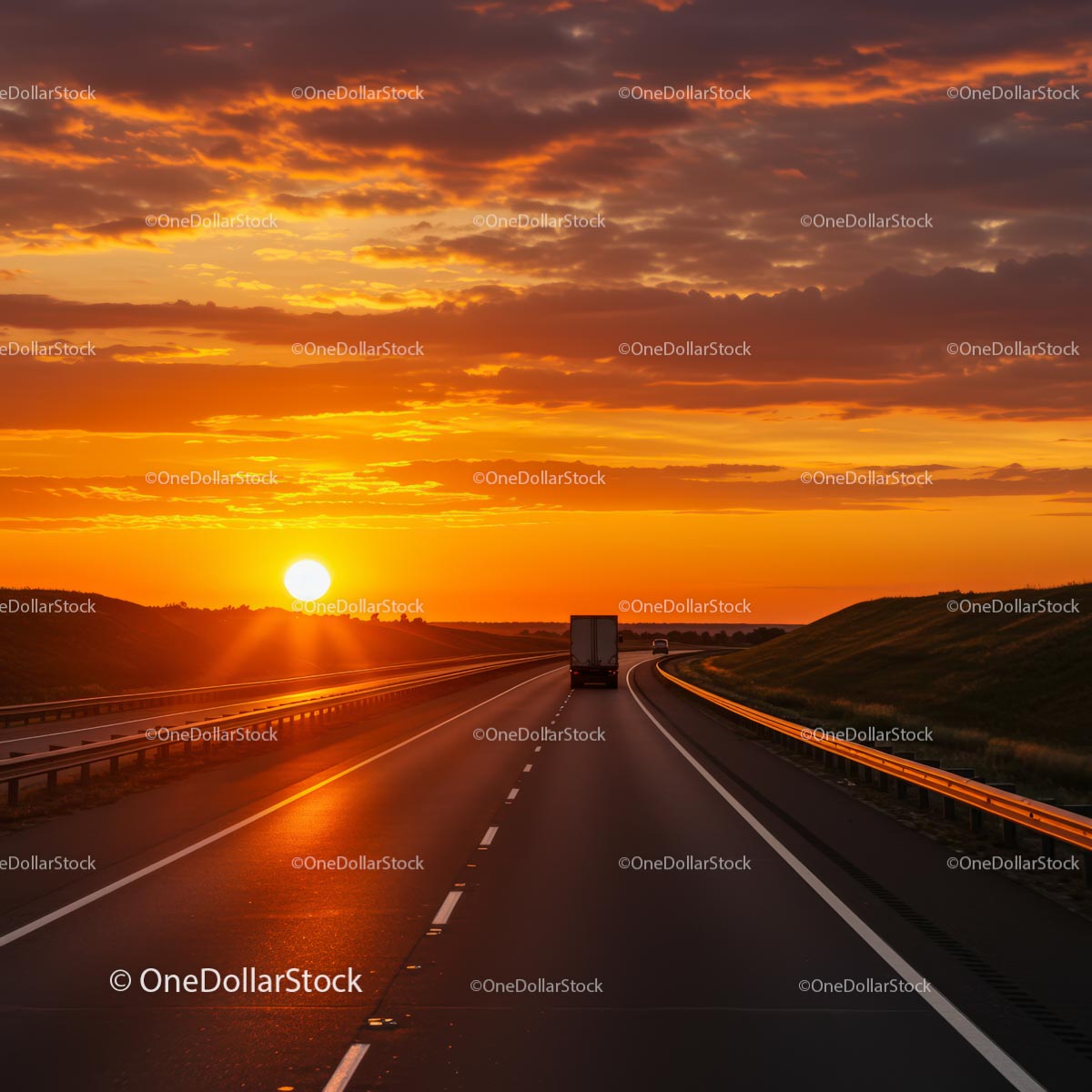 Sunset Drive on an Open Highway