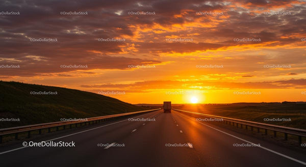 Zachód słońca na otwartej autostradzie