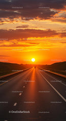 Scenic Highway at Sunset with Vibrant Sky