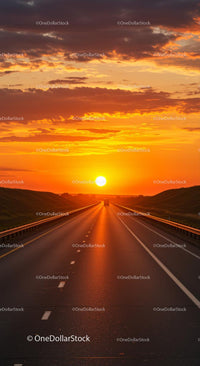 Scenic Highway at Sunset with Vibrant Sky