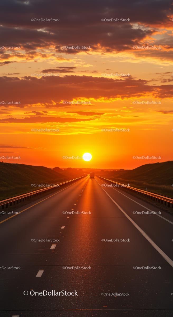 Scenic Highway at Sunset with Vibrant Sky