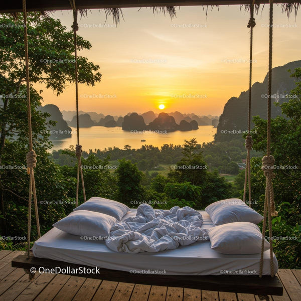 Hammock Bed Overlooking Tropical Sunrise