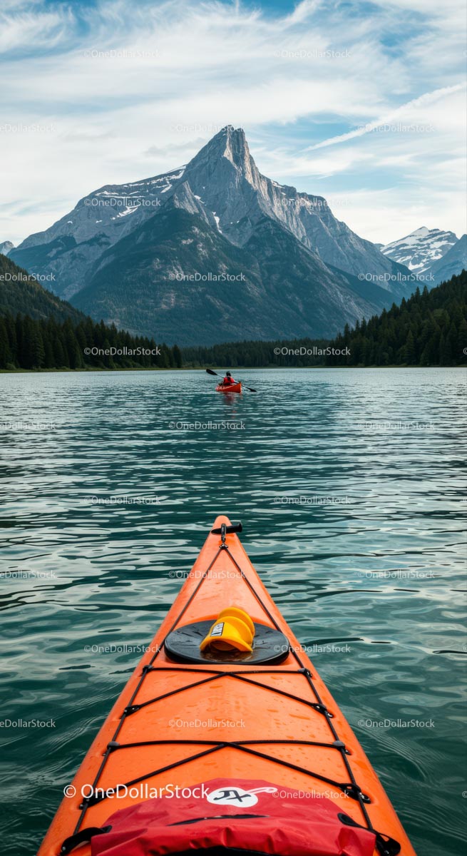 Peaceful Kayaking Journey in Majestic Mountain Scenery
