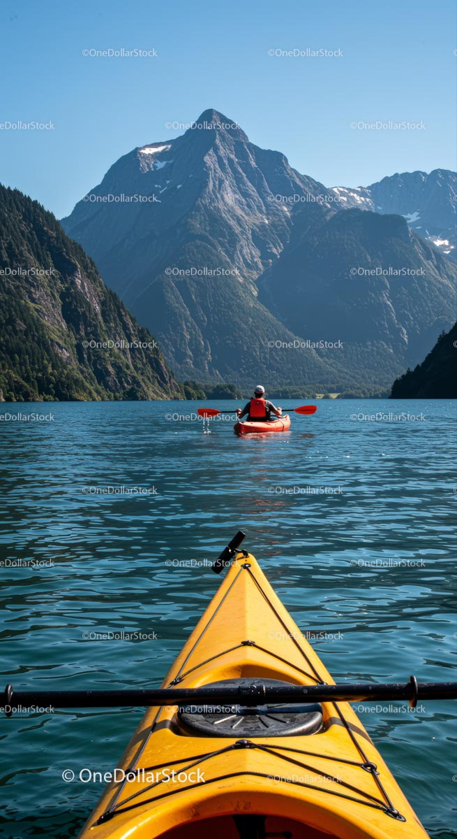 Kayaking Adventure on Pristine Mountain Lake with Majestic Views