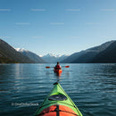 Kayaking in a Serene Mountain Lake with Stunning Views
