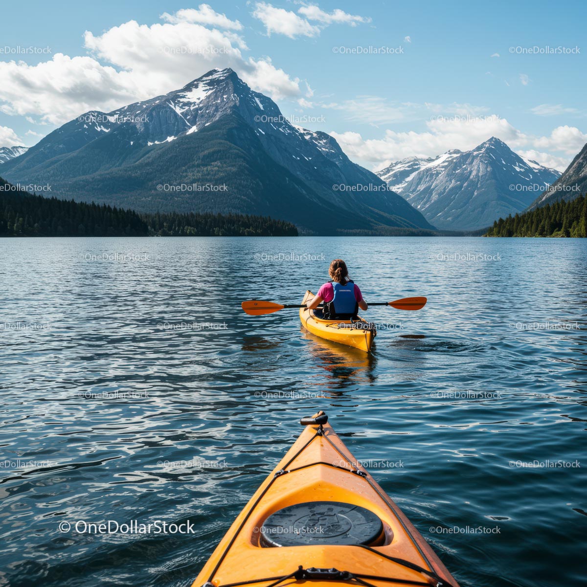 Kayaking Adventure in Scenic Mountain Lake