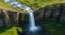 Majestic Waterfall Cascading Over Verdant Cliffs