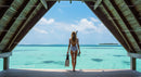 Woman in Swimsuit Enjoying Tropical Ocean View