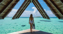 Woman Enjoying Scenic Ocean View in Tropical Paradise