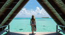 Woman in Swimwear Enjoying Tropical Island View