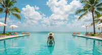 Relaxing in a Tropical Infinity Pool with Ocean View