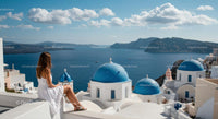 Woman Enjoying Santorini's Scenic View