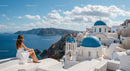 Woman Enjoying Santorini's Scenic View