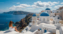 Woman Enjoying Santorini's Scenic View
