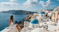 Woman Enjoying Santorini's Scenic View