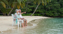 Elderly Couple Relaxing by Tropical Beach