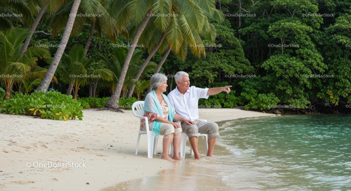 Senior Couple Relaxing on Tropical Beach Vacation