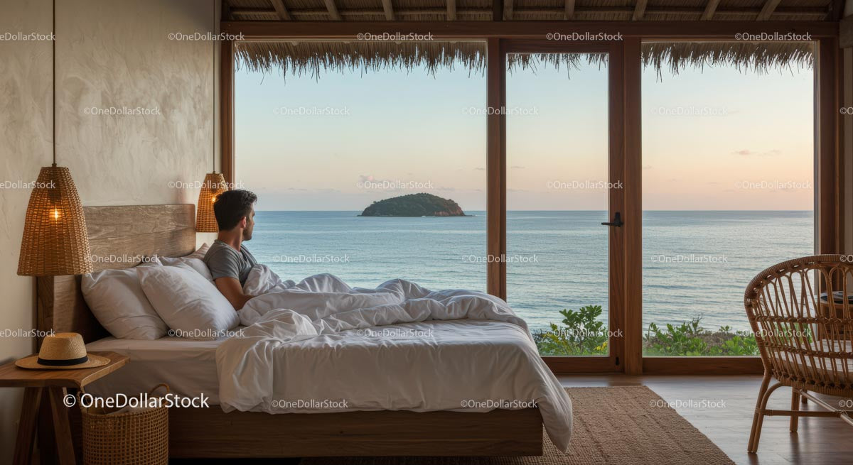 Relaxing Morning in a Waterfront Bedroom with Ocean View