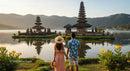 Couple Admiring Bali Temple at Sunrise