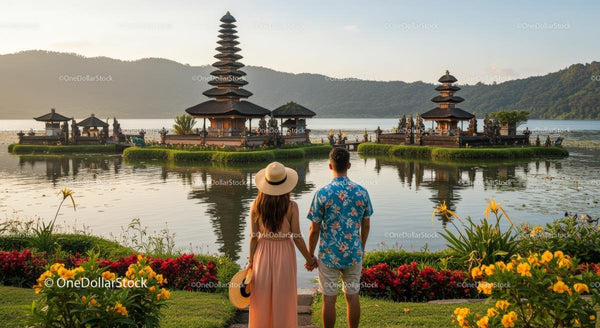 Couple Enjoying Sunset at Pura Ulun Danu Bratan, Bali
