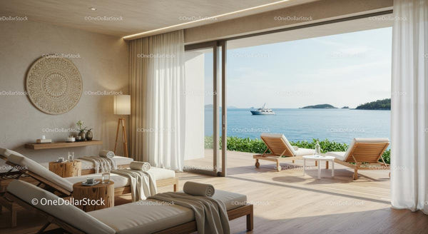Luxurious Oceanfront Villa Interior with Scenic Views
