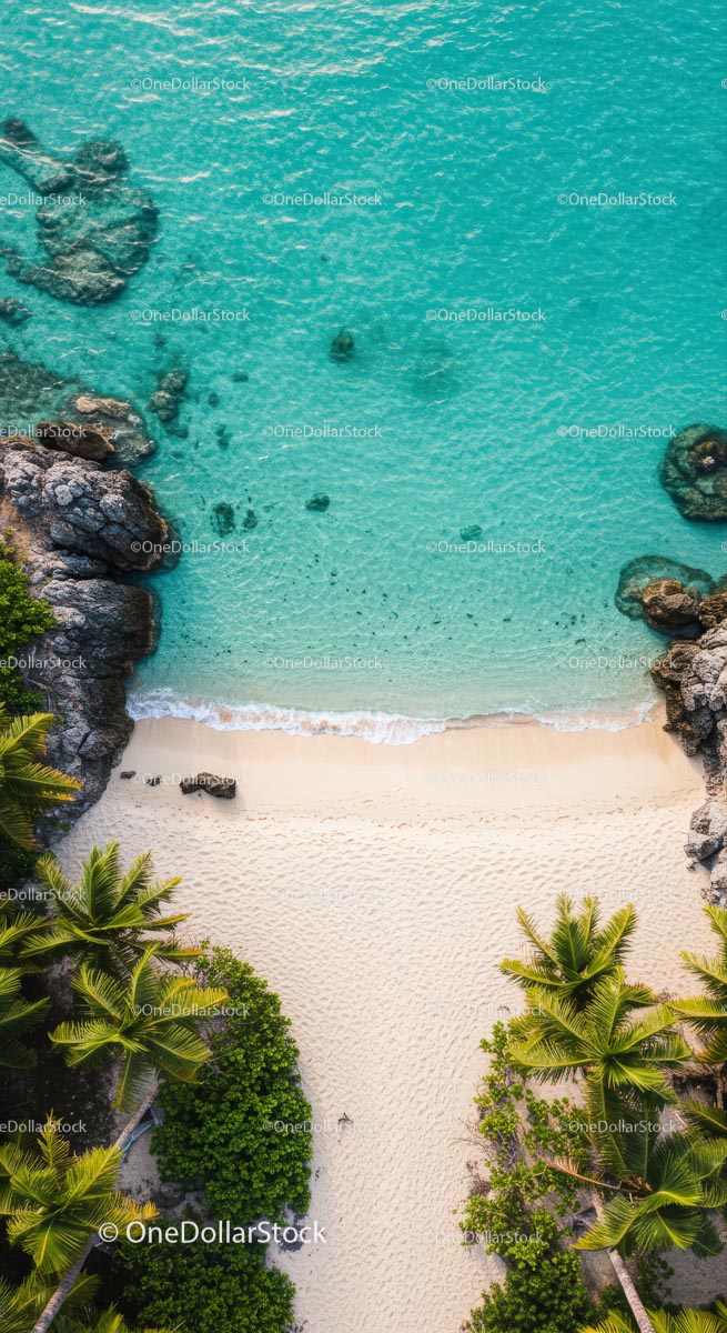 Aerial View of Idyllic Tropical Beach with Turquoise Waters