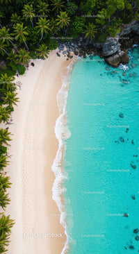 Aerial View of Tropical Beach with Turquoise Waters