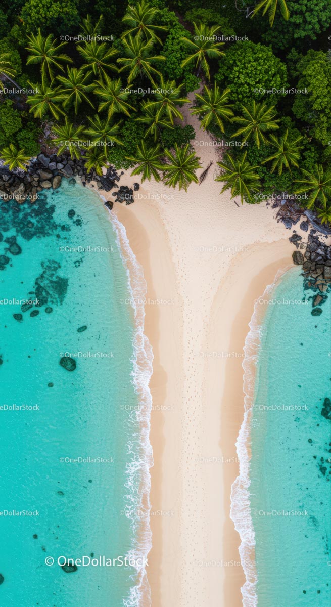 Aerial View of Tropical Beach with Turquoise Waters
