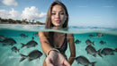Woman Enjoying Underwater Adventure in Tropical Paradise