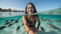 Woman Snorkeling in Crystal Clear Tropical Waters