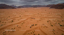 Camel Caravan Traversing the Vast Wadi Rum Desert