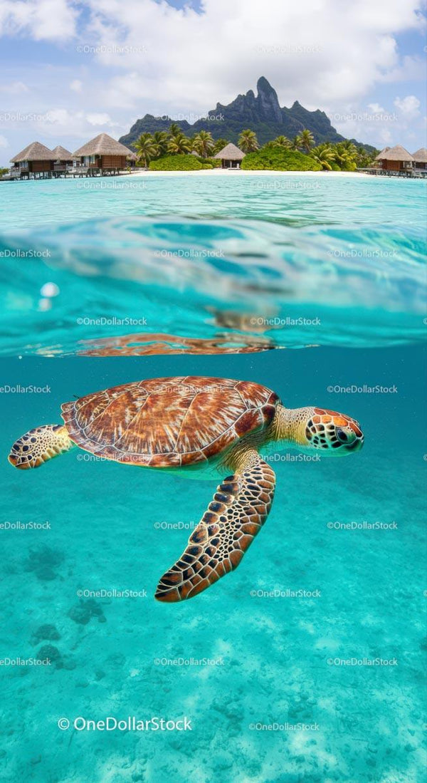 Majestic Sea Turtle in Vibrant Tropical Waters