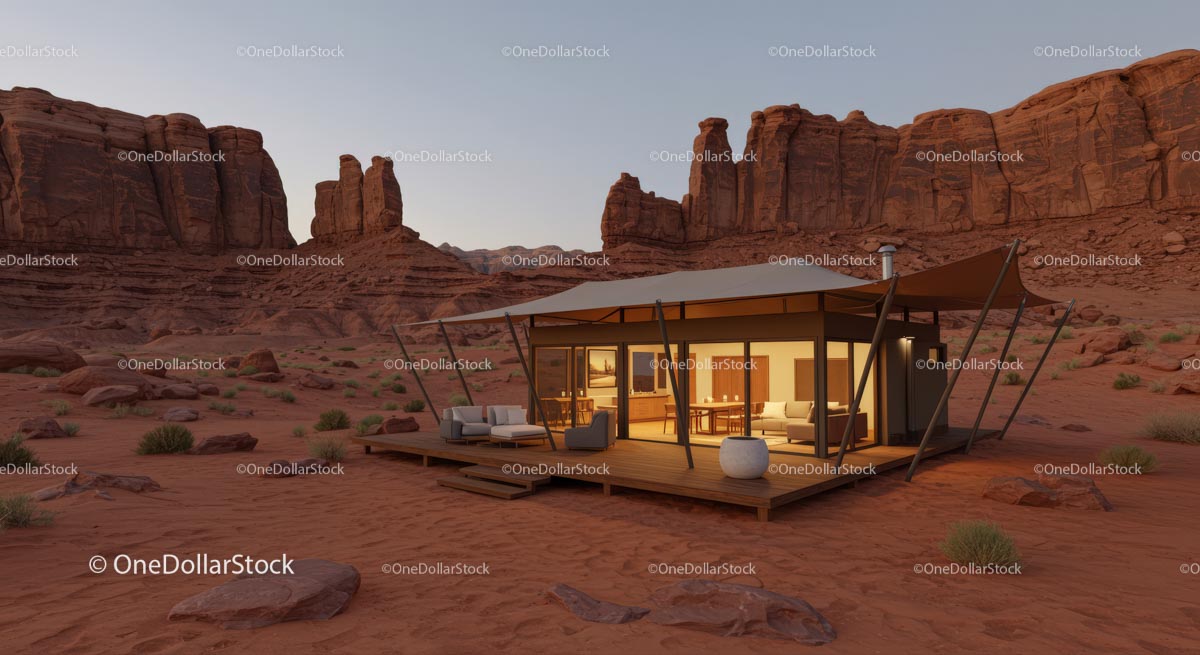 Luxury Modern Cabin in Scenic Desert Landscape
