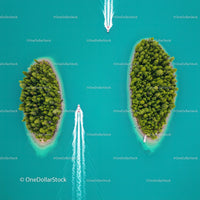 Aerial View of Speedboats and Lush Islands in Turquoise Waters