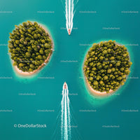 Aerial View of Speed Boats Around Tropical Islands