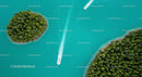 Aerial View of Turquoise Lake with Lush Islands